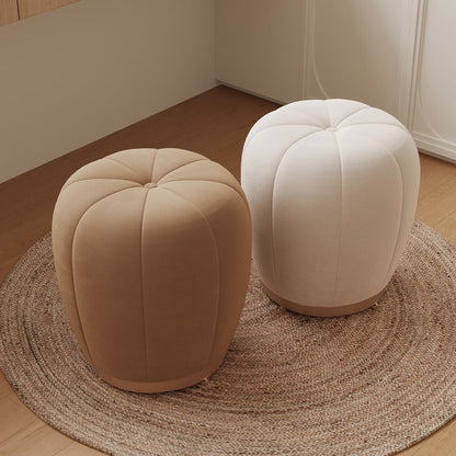 Contemporary Scandinavian Pumpkin Flannel Solid Wood Frame Portable Vanity Stool For Bedroom