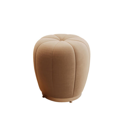 Contemporary Scandinavian Pumpkin Flannel Solid Wood Frame Portable Vanity Stool For Bedroom