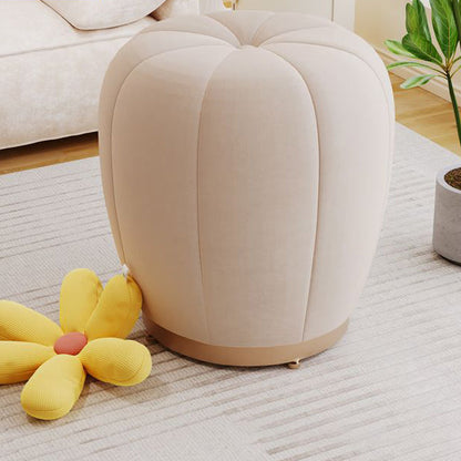 Contemporary Scandinavian Pumpkin Flannel Solid Wood Frame Portable Vanity Stool For Bedroom