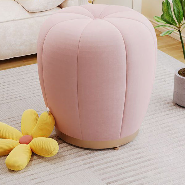Contemporary Scandinavian Pumpkin Flannel Solid Wood Frame Portable Vanity Stool For Bedroom