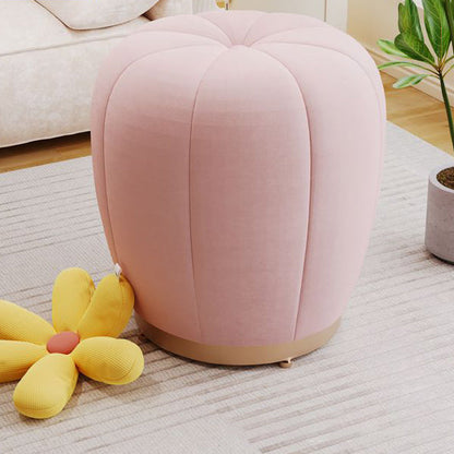 Contemporary Scandinavian Pumpkin Flannel Solid Wood Frame Portable Vanity Stool For Bedroom