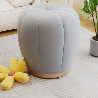 Contemporary Scandinavian Pumpkin Flannel Solid Wood Frame Portable Vanity Stool For Bedroom