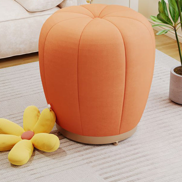 Contemporary Scandinavian Pumpkin Flannel Solid Wood Frame Portable Vanity Stool For Bedroom