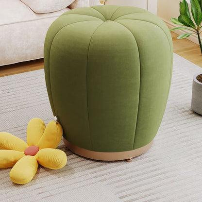 Contemporary Scandinavian Pumpkin Flannel Solid Wood Frame Portable Vanity Stool For Bedroom