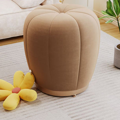 Contemporary Scandinavian Pumpkin Flannel Solid Wood Frame Portable Vanity Stool For Bedroom