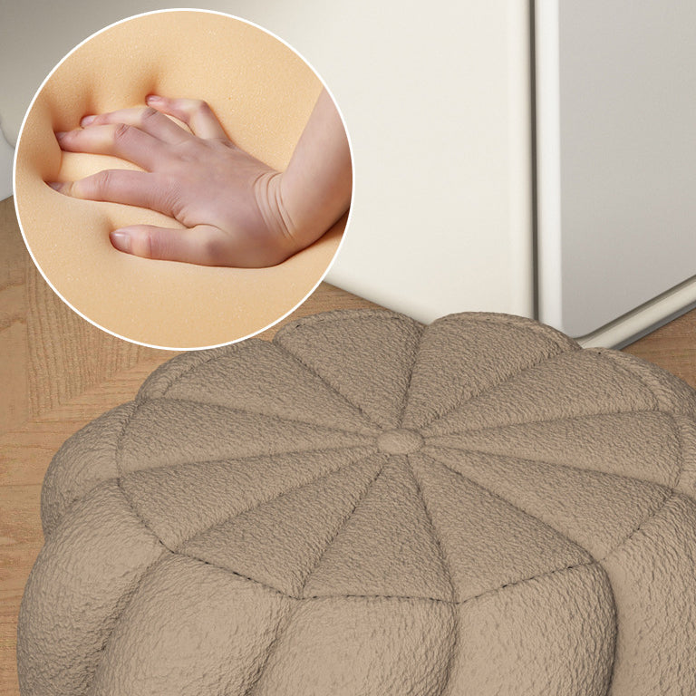 Contemporary Scandinavian Spiral Cylinder Lamb Fleece Solid Wood Frame Portable Vanity Stool For Bedroom