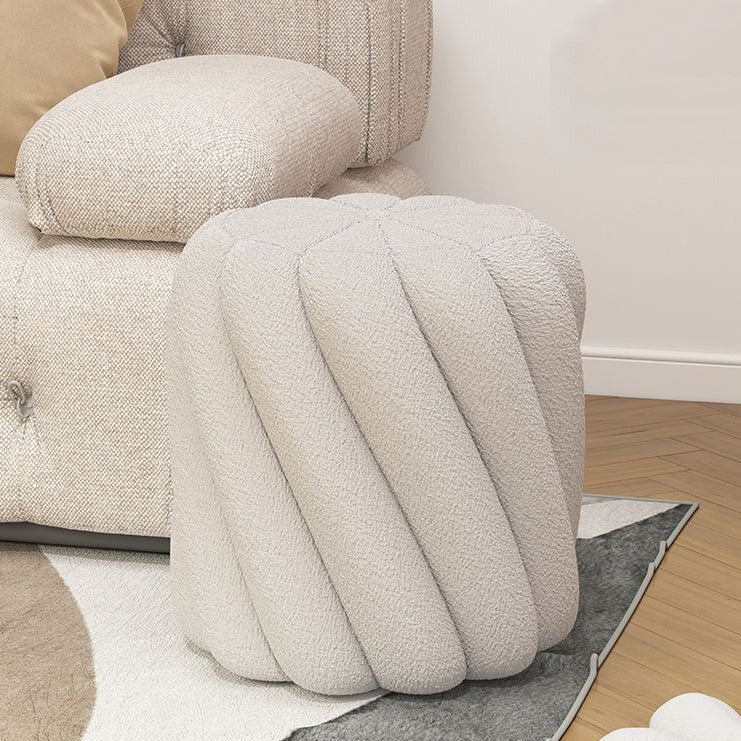 Contemporary Scandinavian Spiral Cylinder Lamb Fleece Solid Wood Frame Portable Vanity Stool For Bedroom