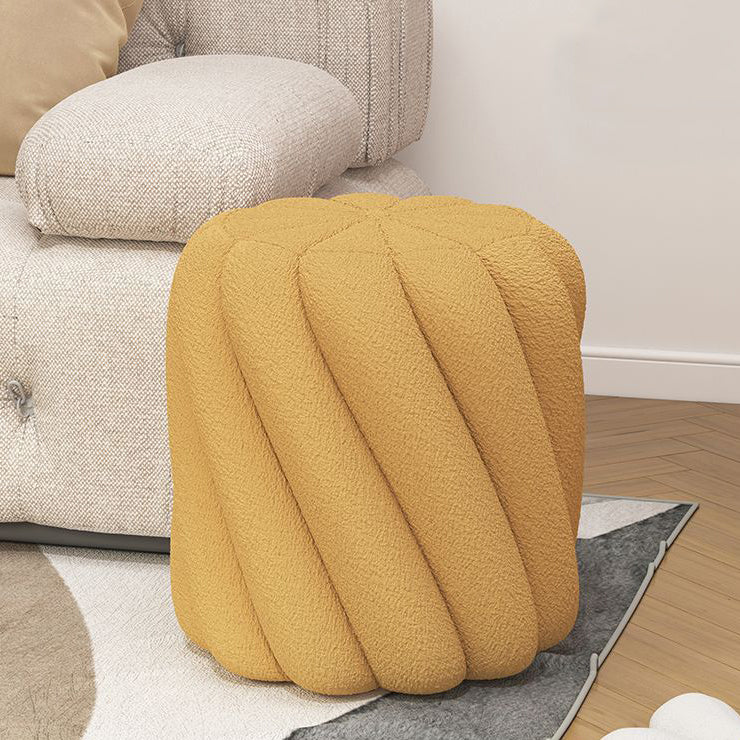 Contemporary Scandinavian Spiral Cylinder Lamb Fleece Solid Wood Frame Portable Vanity Stool For Bedroom