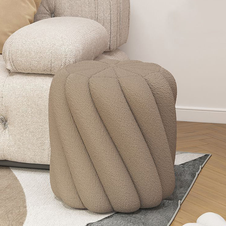 Contemporary Scandinavian Spiral Cylinder Lamb Fleece Solid Wood Frame Portable Vanity Stool For Bedroom