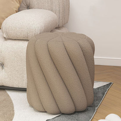 Contemporary Scandinavian Spiral Cylinder Lamb Fleece Solid Wood Frame Portable Vanity Stool For Bedroom
