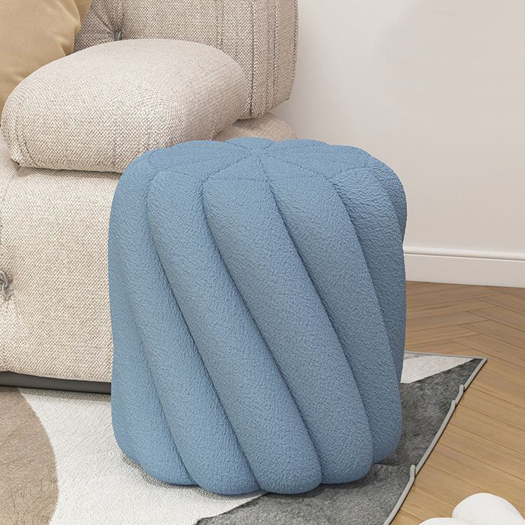 Contemporary Scandinavian Spiral Cylinder Lamb Fleece Solid Wood Frame Portable Vanity Stool For Bedroom