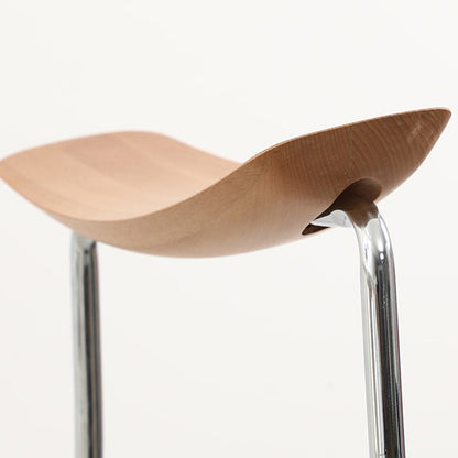 Modern Transitional Round Fabric Cushion Metal Bar Stool Flip-Up Solid Wood Backrest Footrest For Dining Room