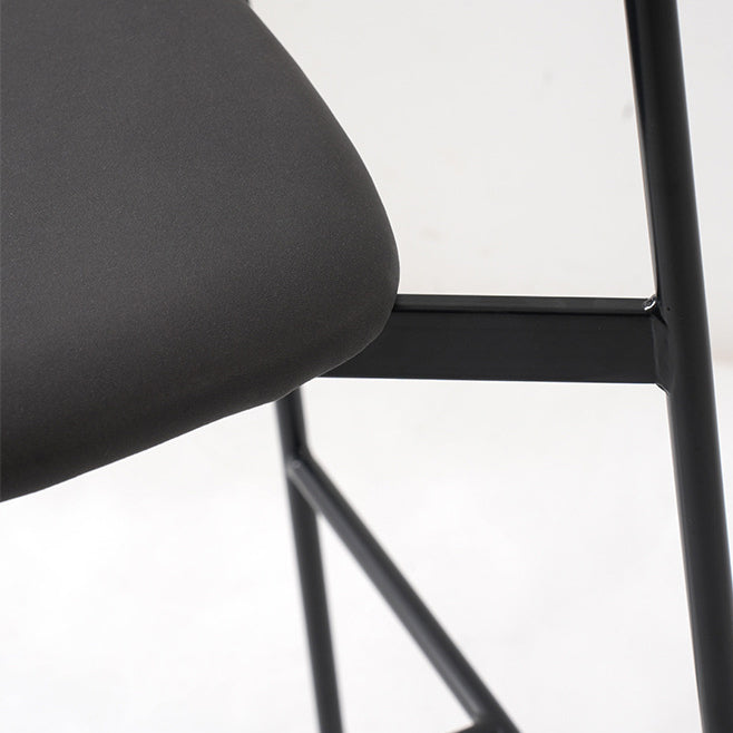 Modern Transitional Round Fabric Cushion Metal Bar Stool Flip-Up Solid Wood Backrest Footrest For Dining Room