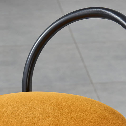 Modern Transitional Round Houndstooth Cushion Metal Bar Stool Arc Backrest Footrest For Dining Room