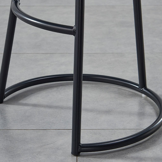 Modern Transitional Round Houndstooth Cushion Metal Bar Stool Arc Backrest Footrest For Dining Room