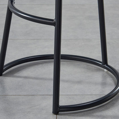 Modern Transitional Round Houndstooth Cushion Metal Bar Stool Arc Backrest Footrest For Dining Room