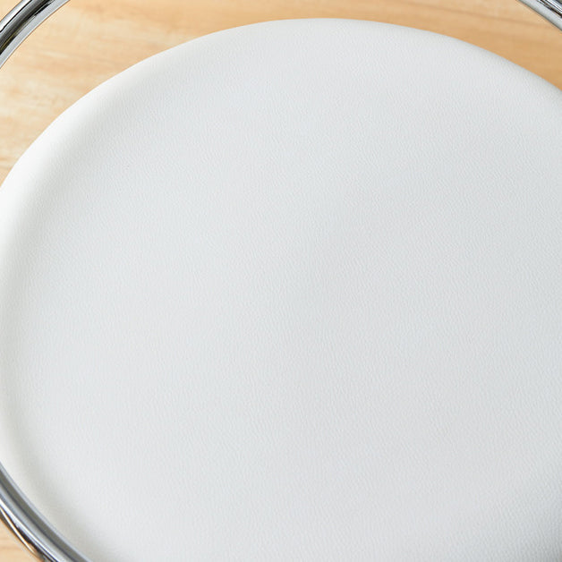 Modern Mid-Century Leather Carbon Steel Height Adjustable Swivel Bar Stool Low Back Footrest For Dining Room