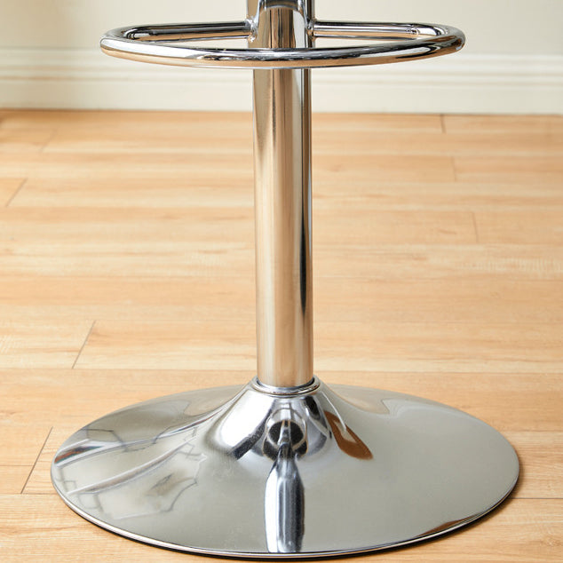 Modern Mid-Century Leather Carbon Steel Height Adjustable Swivel Bar Stool Low Back Footrest For Dining Room