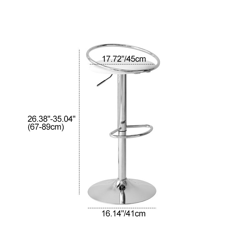 Modern Mid-Century Leather Carbon Steel Height Adjustable Swivel Bar Stool Low Back Footrest For Dining Room
