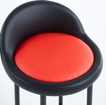 Contemporary Industrial Round PU Leather Reinforced Iron Frame Bar Stool Low Back Footrest For Dining Room