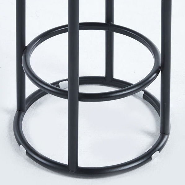 Contemporary Industrial Round PU Leather Reinforced Iron Frame Bar Stool Low Back Footrest For Dining Room