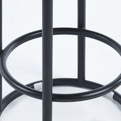 Contemporary Industrial Round PU Leather Reinforced Iron Frame Bar Stool Low Back Footrest For Dining Room