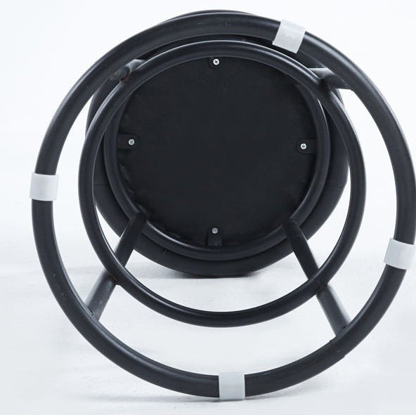 Contemporary Industrial Round PU Leather Reinforced Iron Frame Bar Stool Low Back Footrest For Dining Room