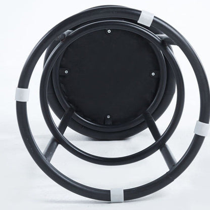 Contemporary Industrial Round PU Leather Reinforced Iron Frame Bar Stool Low Back Footrest For Dining Room