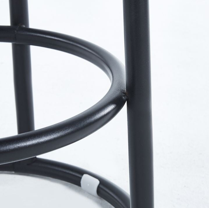Contemporary Industrial Round PU Leather Reinforced Iron Frame Bar Stool Low Back Footrest For Dining Room
