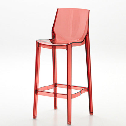 Contemporary Scandinavian Square Plastic Bar Stool Low Back Footrest For Dining Room