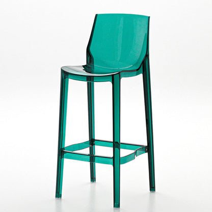 Contemporary Scandinavian Square Plastic Bar Stool Low Back Footrest For Dining Room