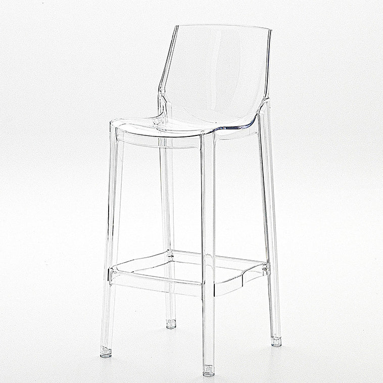 Contemporary Scandinavian Square Plastic Bar Stool Low Back Footrest For Dining Room