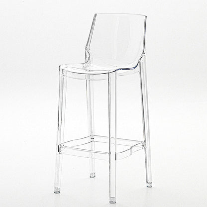 Contemporary Scandinavian Square Plastic Bar Stool Low Back Footrest For Dining Room