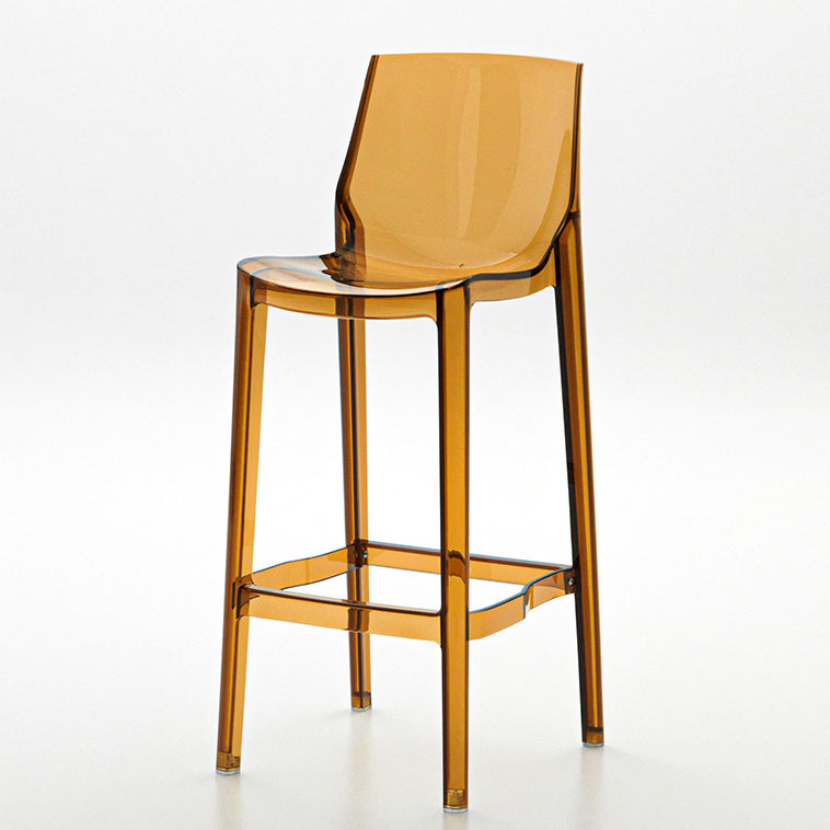 Contemporary Scandinavian Square Plastic Bar Stool Low Back Footrest For Dining Room