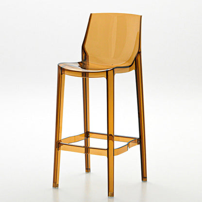Contemporary Scandinavian Square Plastic Bar Stool Low Back Footrest For Dining Room
