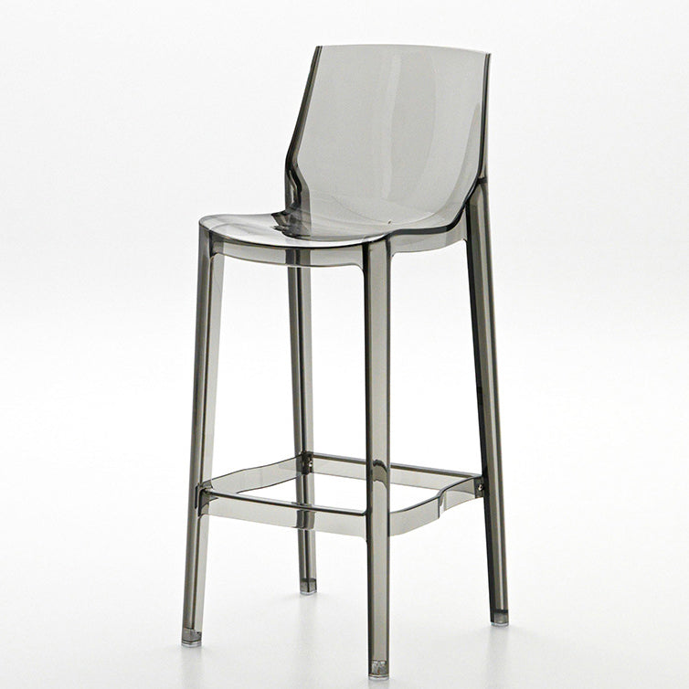 Contemporary Scandinavian Square Plastic Bar Stool Low Back Footrest For Dining Room
