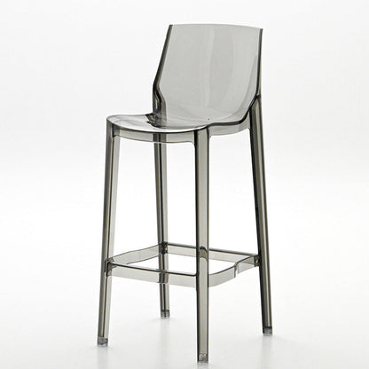 Contemporary Scandinavian Square Plastic Bar Stool Low Back Footrest For Dining Room