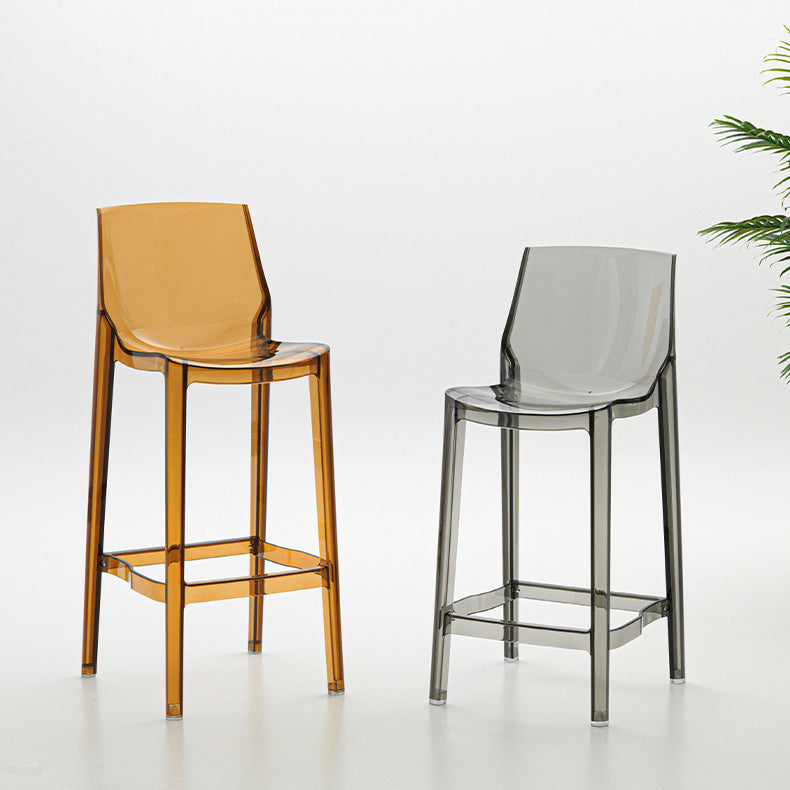 Contemporary Scandinavian Square Plastic Bar Stool Low Back Footrest For Dining Room
