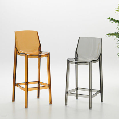 Contemporary Scandinavian Square Plastic Bar Stool Low Back Footrest For Dining Room