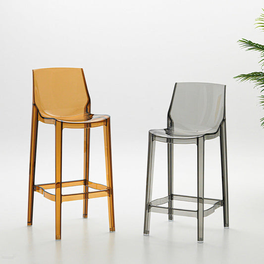 Contemporary Scandinavian Square Plastic Bar Stool Low Back Footrest For Dining Room