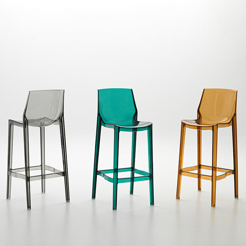 Contemporary Scandinavian Square Plastic Bar Stool Low Back Footrest For Dining Room
