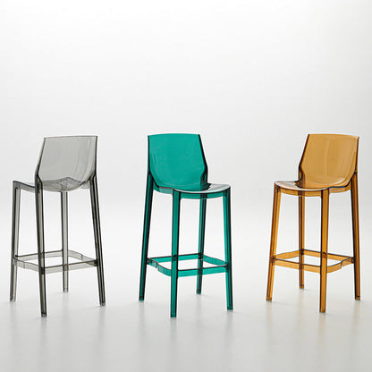 Contemporary Scandinavian Square Plastic Bar Stool Low Back Footrest For Dining Room