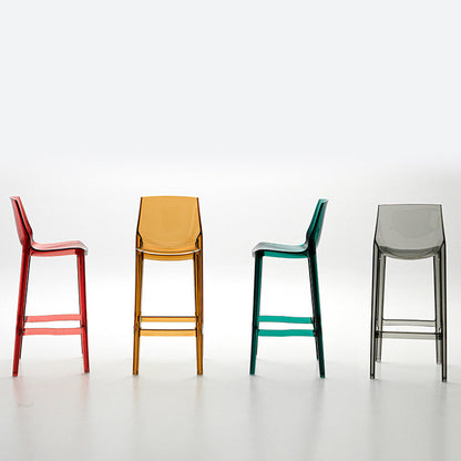 Contemporary Scandinavian Square Plastic Bar Stool Low Back Footrest For Dining Room