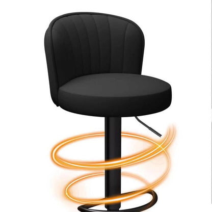 Contemporary Luxury Round PU Leather Upholstered Liftable Swivel Bar Stool Low Back For Dining Room