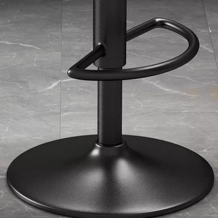 Contemporary Luxury Round PU Leather Upholstered Liftable Swivel Bar Stool Low Back For Dining Room