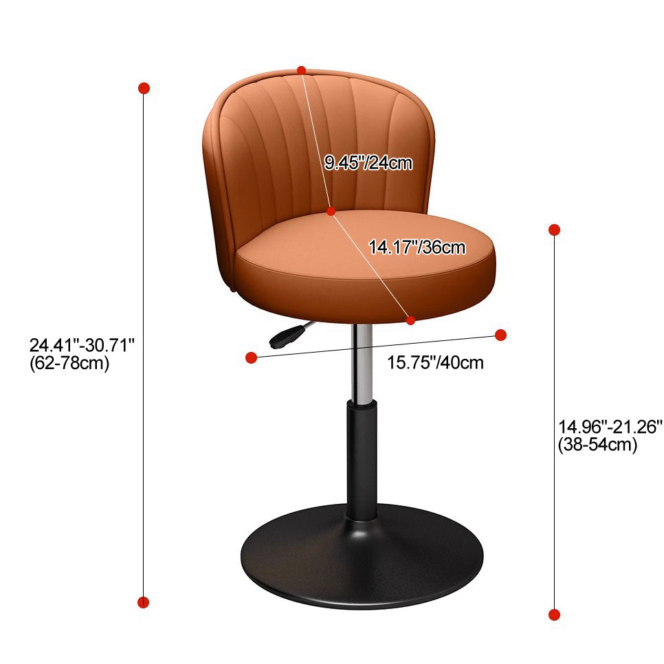 Contemporary Luxury Round PU Leather Upholstered Liftable Swivel Bar Stool Low Back For Dining Room