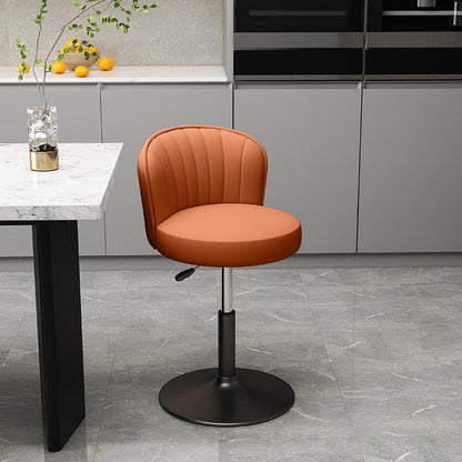 Contemporary Luxury Round PU Leather Upholstered Liftable Swivel Bar Stool Low Back For Dining Room