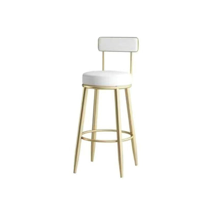 Contemporary Nordic Round PU Leather Microfiber Leather Genuine Leather Better Material Genuine Leather Upholstered Iron Bar Stool Backrest Footrest For Dining Room