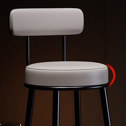 Contemporary Nordic Round PU Leather Microfiber Leather Genuine Leather Better Material Genuine Leather Upholstered Iron Bar Stool Backrest Footrest For Dining Room