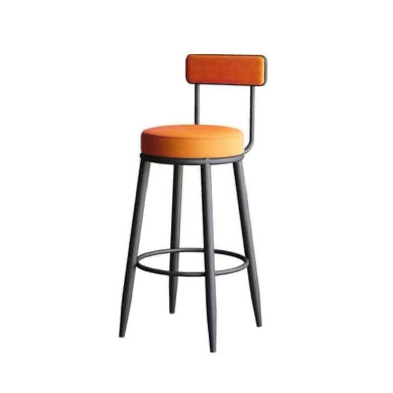 Contemporary Nordic Round PU Leather Microfiber Leather Genuine Leather Better Material Genuine Leather Upholstered Iron Bar Stool Backrest Footrest For Dining Room